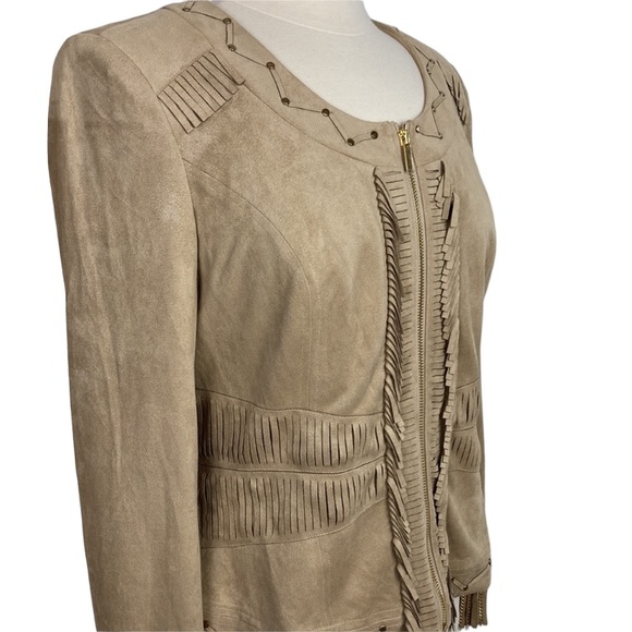 Cache Tan Faux Suede Fringed Jacket - Picture 6 of 15